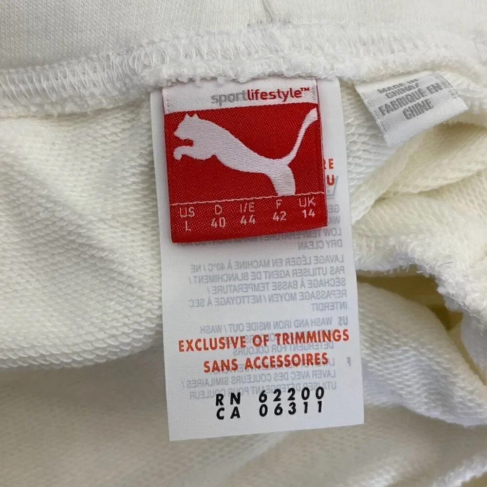 Puma Women's White Drawstring Raw Edges High‎ Rise Shorts Size Large NWT